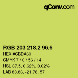 カラーコード: RGB 203 218.2 96.6 | qconv.com