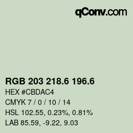 カラーコード: RGB 203 218.6 196.6 | qconv.com