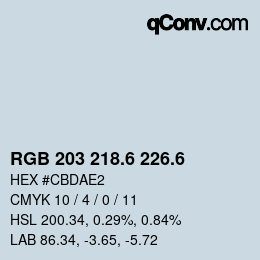 カラーコード: RGB 203 218.6 226.6 | qconv.com