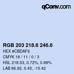 カラーコード: RGB 203 218.6 246.6 | qconv.com
