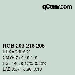 カラーコード: RGB 203 218 208 | qconv.com