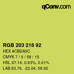 カラーコード: RGB 203 218 92 | qconv.com