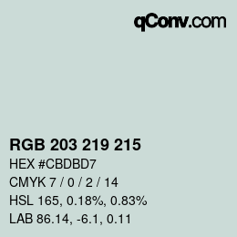 Code couleur: RGB 203 219 215 | qconv.com