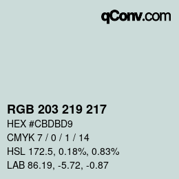 カラーコード: RGB 203 219 217 | qconv.com