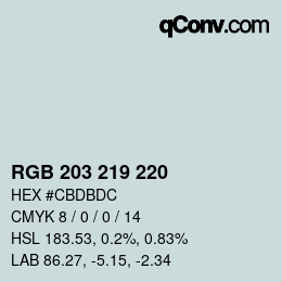 Farbcode: RGB 203 219 220 | qconv.com