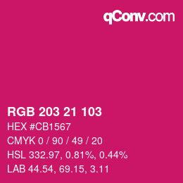 Color code: RGB 203 21 103 | qconv.com