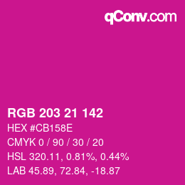 Color code: RGB 203 21 142 | qconv.com