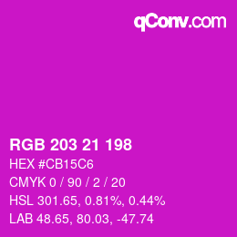 Color code: RGB 203 21 198 | qconv.com