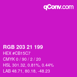 Color code: RGB 203 21 199 | qconv.com