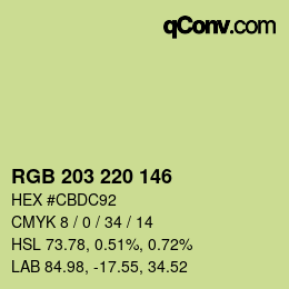 Código de color: RGB 203 220 146 | qconv.com