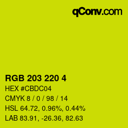 Color code: RGB 203 220 4 | qconv.com