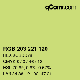 Color code: RGB 203 221 120 | qconv.com