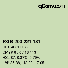 颜色代码: RGB 203 221 181 | qconv.com
