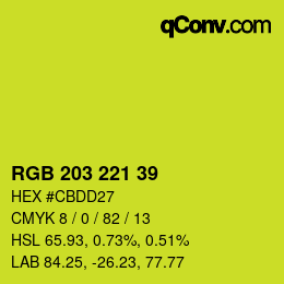 Código de color: RGB 203 221 39 | qconv.com