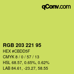 Color code: RGB 203 221 95 | qconv.com