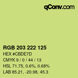 颜色代码: RGB 203 222 125 | qconv.com