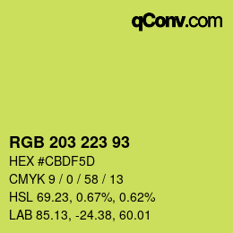 Code couleur: RGB 203 223 93 | qconv.com