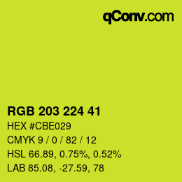 Color code: RGB 203 224 41 | qconv.com