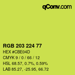 Color code: RGB 203 224 77 | qconv.com