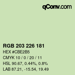 Color code: RGB 203 226 181 | qconv.com