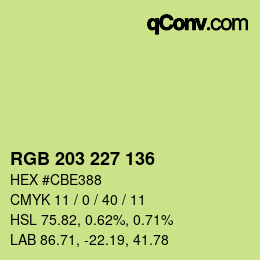 颜色代码: RGB 203 227 136 | qconv.com