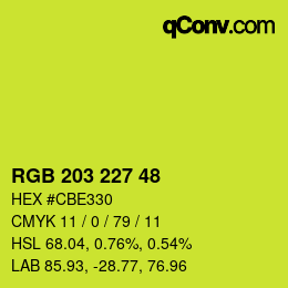 Color code: RGB 203 227 48 | qconv.com