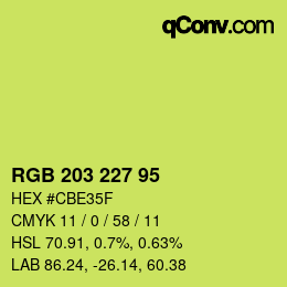 Color code: RGB 203 227 95 | qconv.com