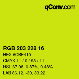 Color code: RGB 203 228 16 | qconv.com