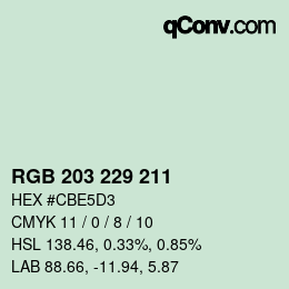 Color code: RGB 203 229 211 | qconv.com