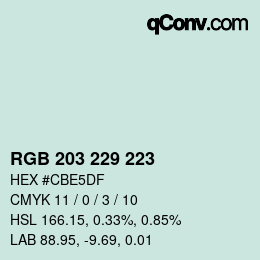 Color code: RGB 203 229 223 | qconv.com