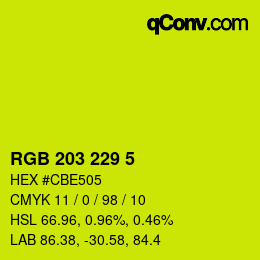 Color code: RGB 203 229 5 | qconv.com