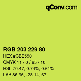 カラーコード: RGB 203 229 80 | qconv.com