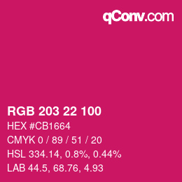カラーコード: RGB 203 22 100 | qconv.com