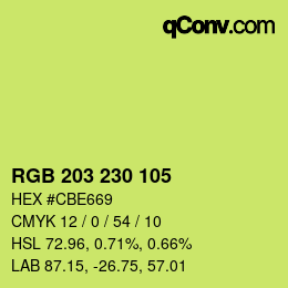 カラーコード: RGB 203 230 105 | qconv.com