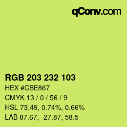 Color code: RGB 203 232 103 | qconv.com