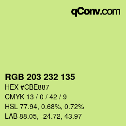Color code: RGB 203 232 135 | qconv.com