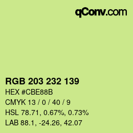 Color code: RGB 203 232 139 | qconv.com