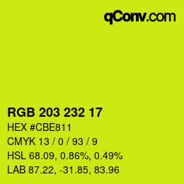 Color code: RGB 203 232 17 | qconv.com