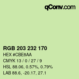 カラーコード: RGB 203 232 170 | qconv.com