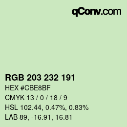 Código de color: RGB 203 232 191 | qconv.com