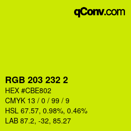 Color code: RGB 203 232 2 | qconv.com