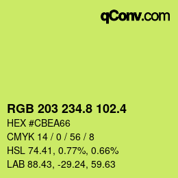 カラーコード: RGB 203 234.8 102.4 | qconv.com