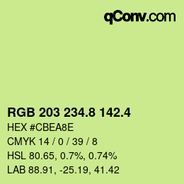 カラーコード: RGB 203 234.8 142.4 | qconv.com