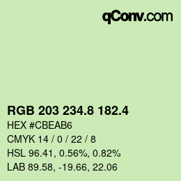 カラーコード: RGB 203 234.8 182.4 | qconv.com