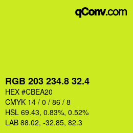 カラーコード: RGB 203 234.8 32.4 | qconv.com