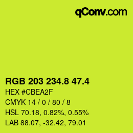 カラーコード: RGB 203 234.8 47.4 | qconv.com