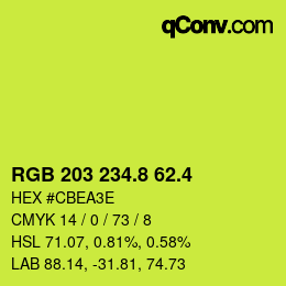 カラーコード: RGB 203 234.8 62.4 | qconv.com