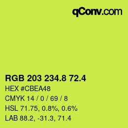 カラーコード: RGB 203 234.8 72.4 | qconv.com