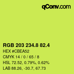 カラーコード: RGB 203 234.8 82.4 | qconv.com