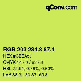 カラーコード: RGB 203 234.8 87.4 | qconv.com